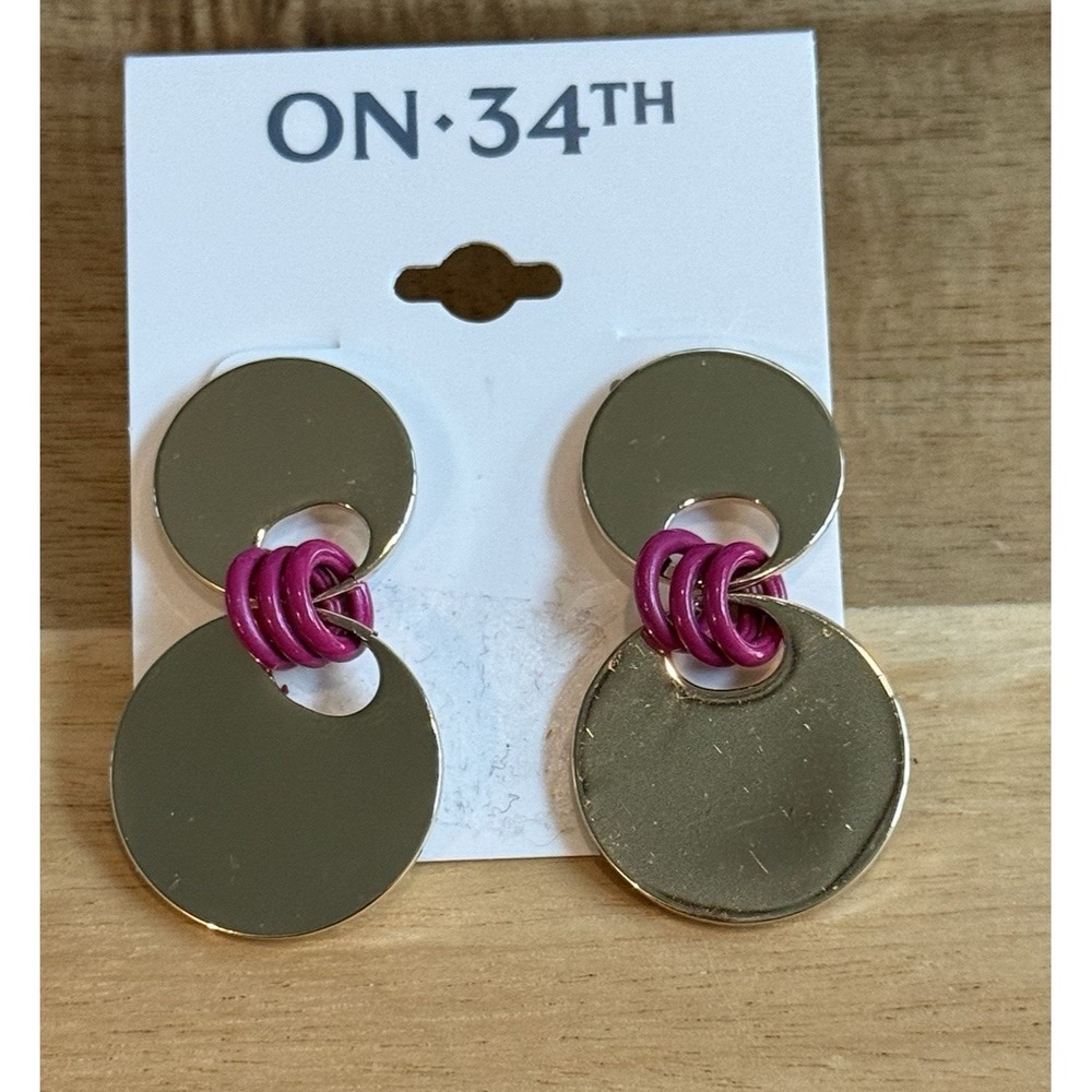 On 34th Gold-Tone and Pink Drop Dangle Earrings Macys‎ Classic Workwear Capsule